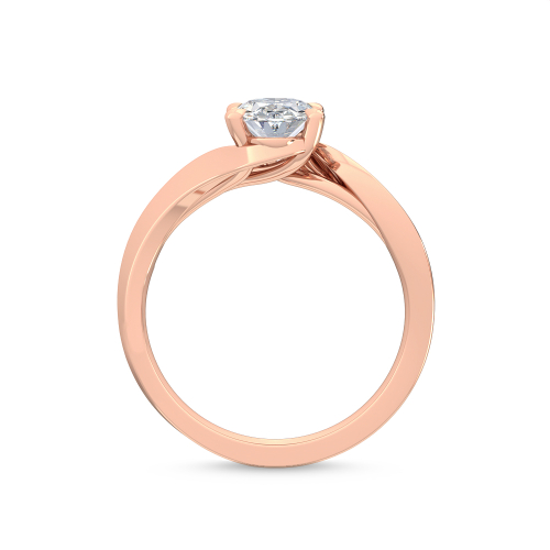 Weir, Four Prong Oval Solitaire, Bypass in Rose Gold, oval, plain background, alternate view