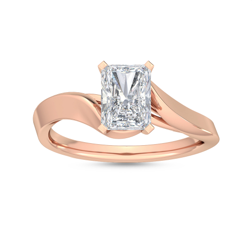 Hawthorn, Four Prong Radiant Solitaire, Bypass in Rose Gold, radiant, plain background