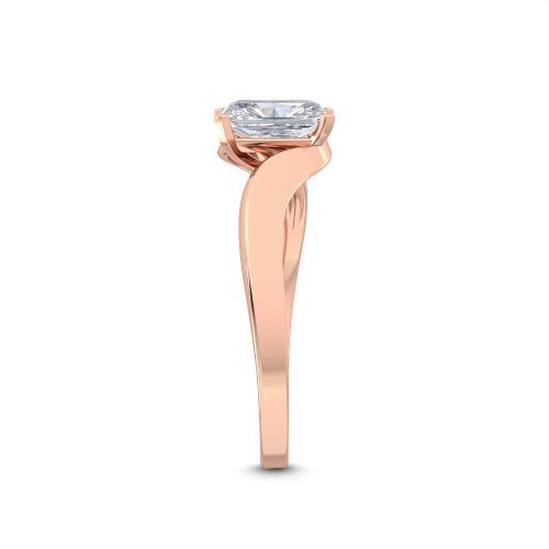 Hawthorn, Four Prong Radiant Solitaire, Bypass in Rose Gold, radiant, plain background, alternate view