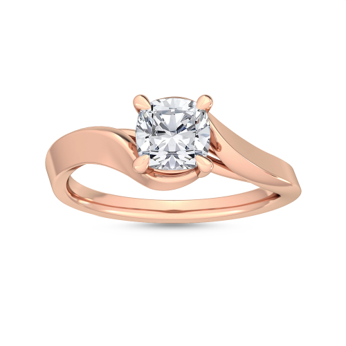 Holly, Four Prong Cushion Solitaire, Bypass in Rose Gold, cushion, plain background