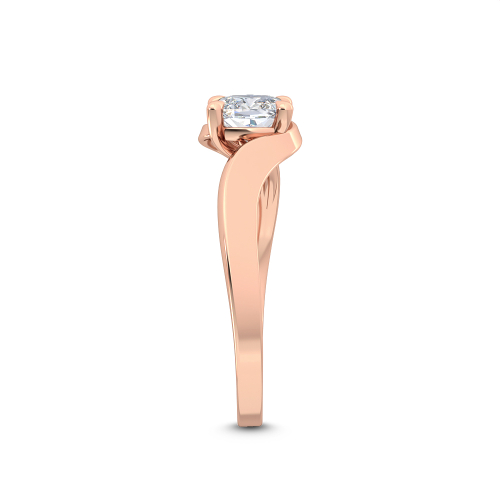 Holly, Four Prong Cushion Solitaire, Bypass in Rose Gold, cushion, plain background, alternate view