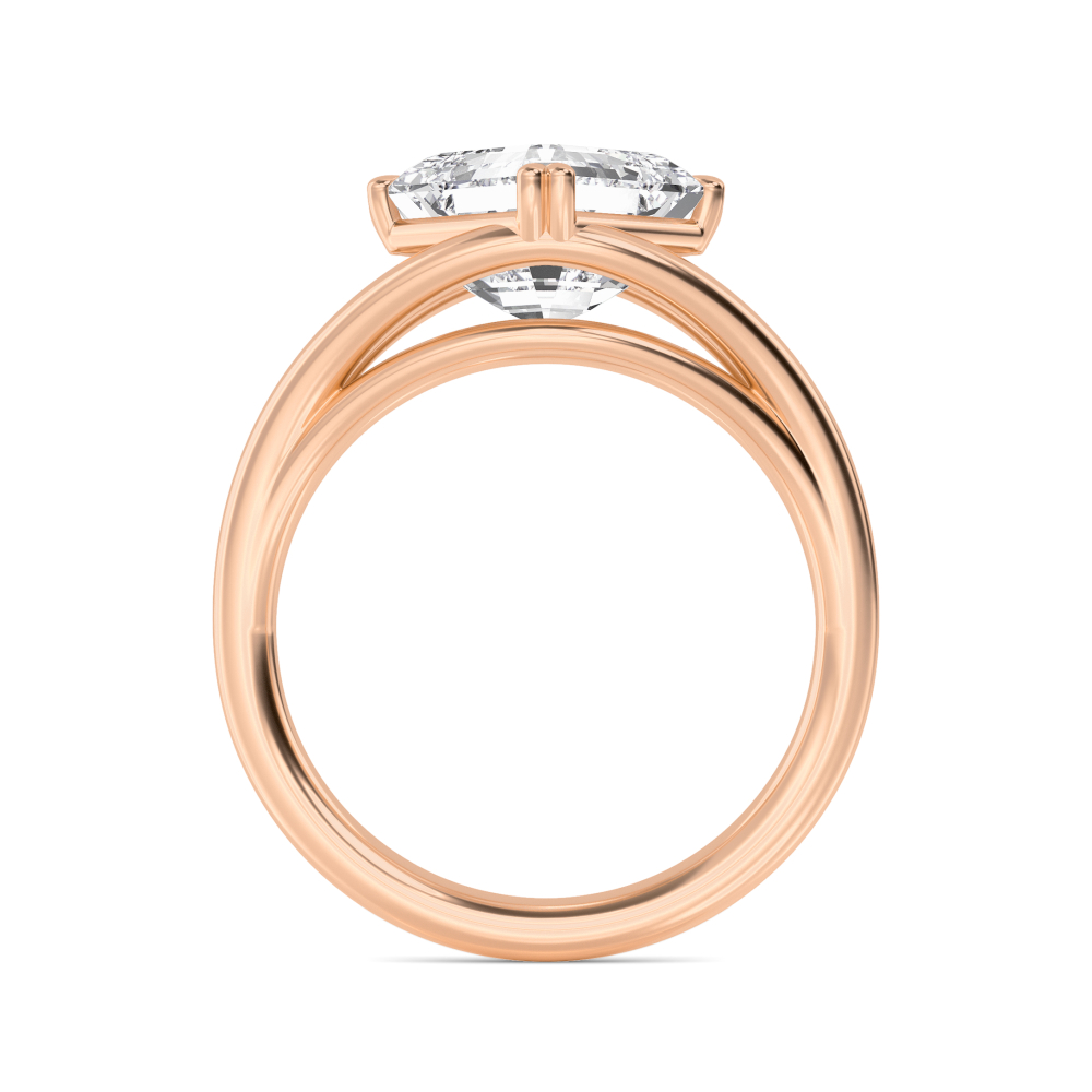 Pier, Double Claw Asscher Solitaire, Split Shank in Rose Gold, asscher, plain background, alternate view
