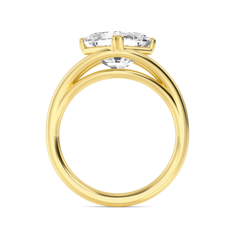 Pier, Four Prong Asscher Solitaire, Split Shank in Yellow Gold, asscher, plain background, alternate view