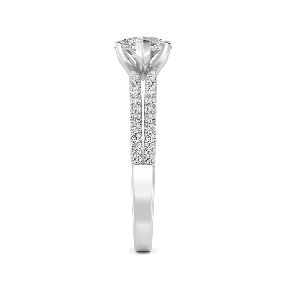 Rye, Four Prong Marquise East-West Solitaire, Pavé Band in White Gold, marquise, plain background, alternate view