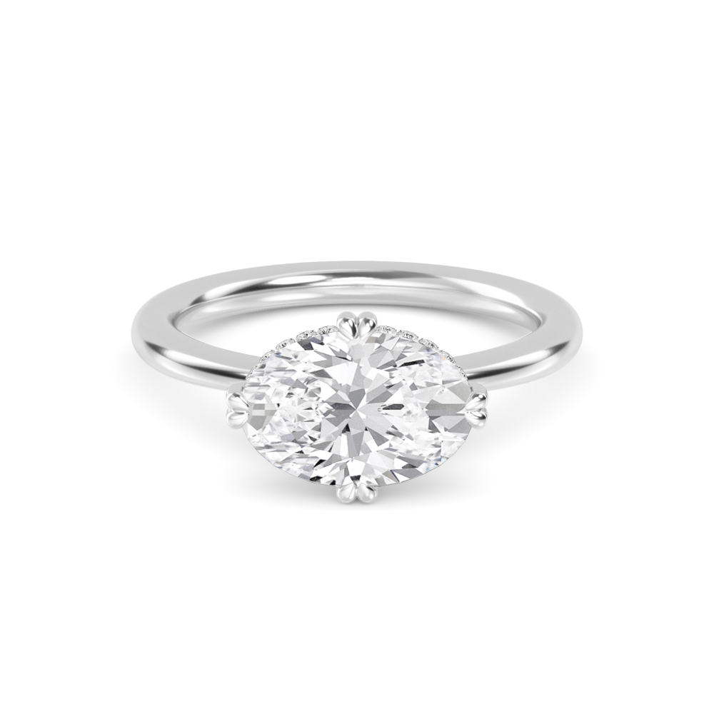 Wake, Four Prong Oval East-West Solitaire in White Gold, oval, plain background