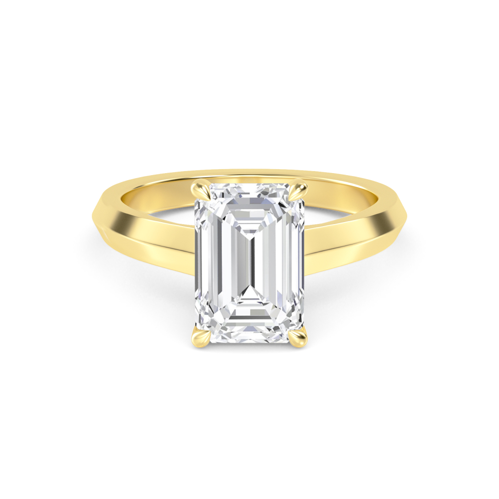 Cliff, Four Prong Radiant Solitaire in Yellow Gold, radiant, plain background
