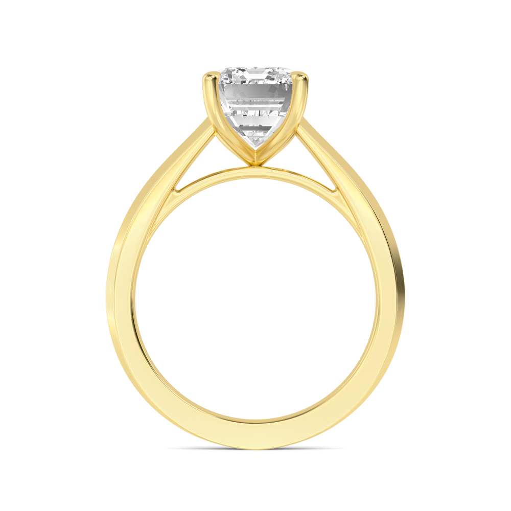 Cliff, Four Prong Radiant Solitaire in Yellow Gold, radiant, plain background, alternate view