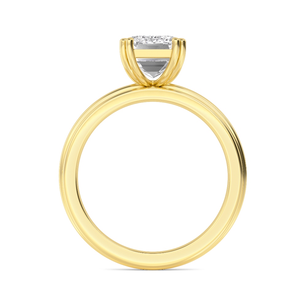 Dawn, Four Prong Emerald Solitaire in Yellow Gold, emerald, plain background, alternate view