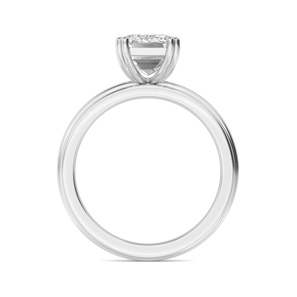 Marram, Double Claw Radiant Solitaire in White Gold, radiant, plain background, alternate view