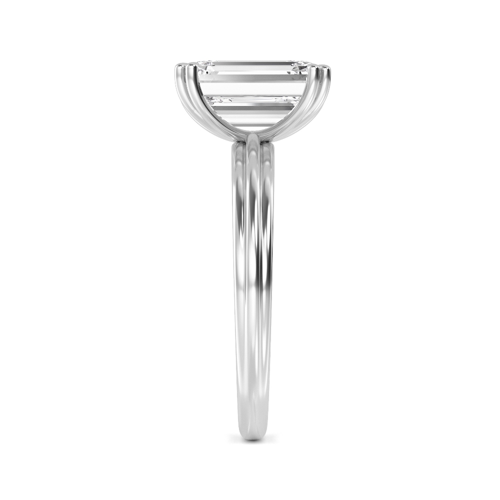 Marram, Double Claw Radiant Solitaire in White Gold, radiant, plain background, alternate view
