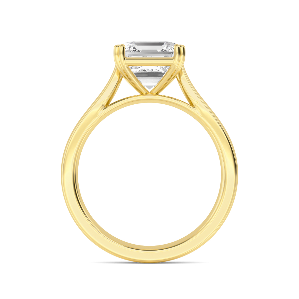 Eddy, Four Prong Asscher Solitaire in Yellow Gold, asscher, plain background, alternate view