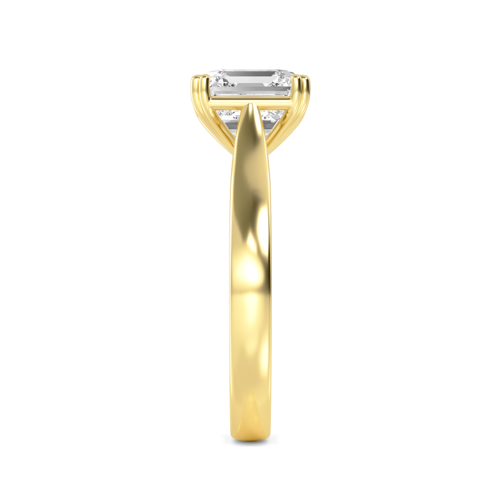 Eddy, Four Prong Asscher Solitaire in Yellow Gold, asscher, plain background, alternate view