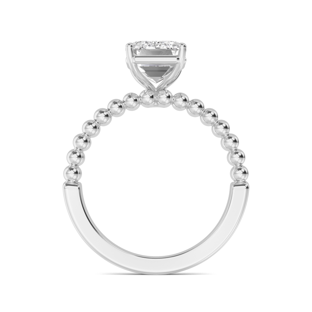 Hollow, Four Prong Emerald Solitaire in White Gold, emerald, plain background, alternate view