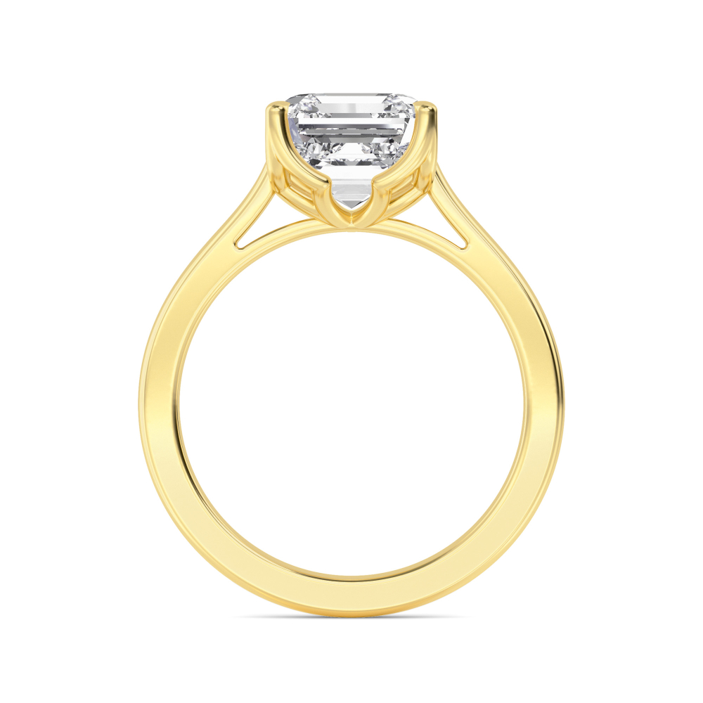 Rook, Four Prong Asscher Solitaire in Yellow Gold, asscher, plain background, alternate view