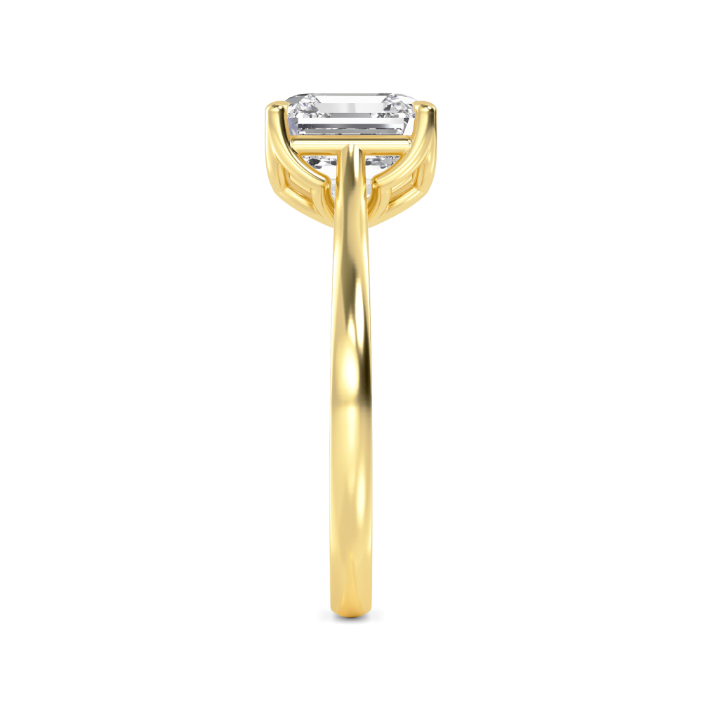 Rook, Four Prong Asscher Solitaire in Yellow Gold, asscher, plain background, alternate view