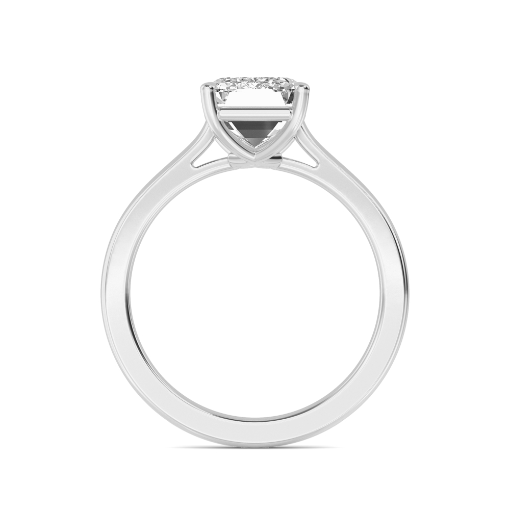 Spruce, Four Prong Emerald Solitaire, Open Cathedral Band in White Gold, emerald, plain background, alternate view