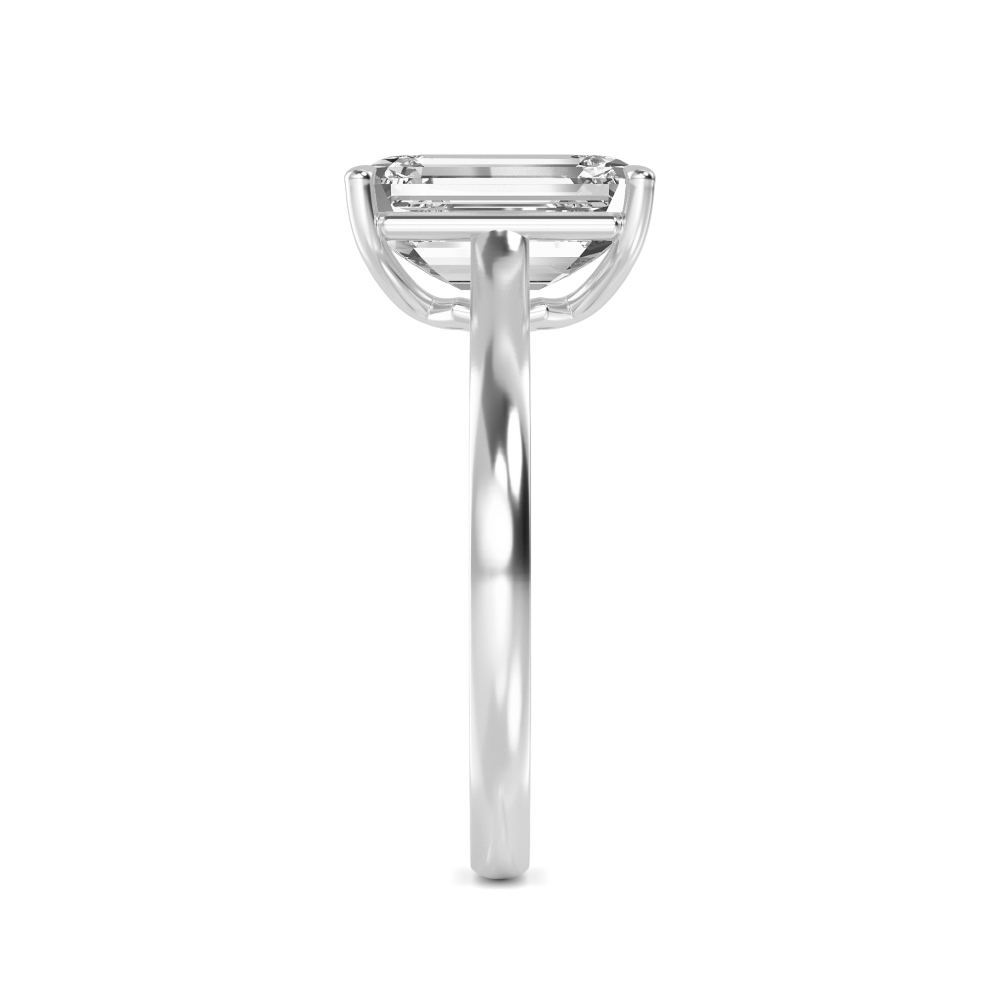 Spruce, Four Prong Emerald Solitaire, Open Cathedral Band in White Gold, emerald, plain background, alternate view