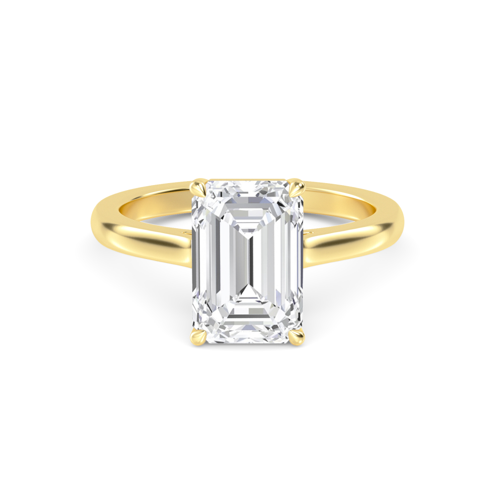 Spruce, Four Prong Emerald Solitaire in Yellow Gold, emerald, plain background