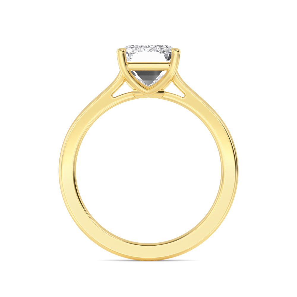Spruce, Four Prong Emerald Solitaire in Yellow Gold, emerald, plain background, alternate view