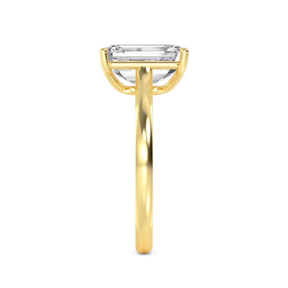 Spruce, Four Prong Emerald Solitaire in Yellow Gold, emerald, plain background, alternate view