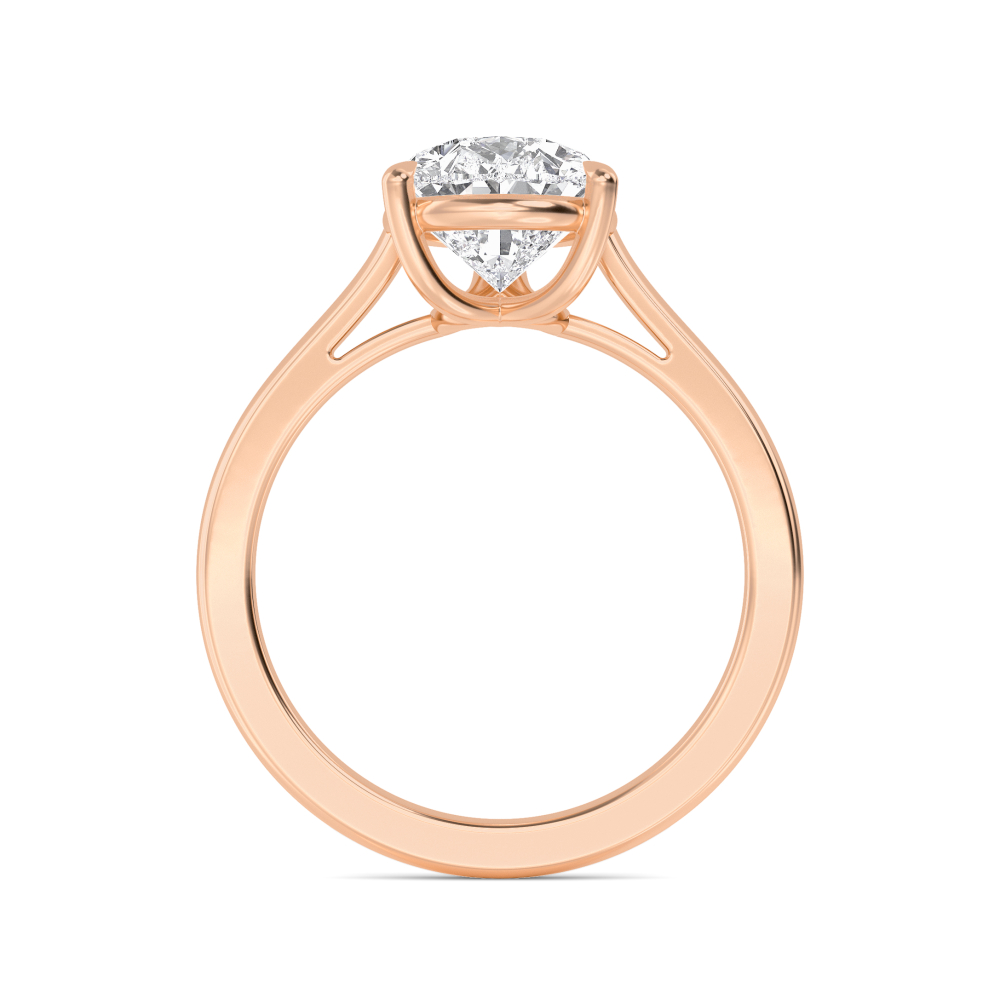 Trellis, Three Prong Pear Solitaire in Rose Gold, pear, plain background, alternate view