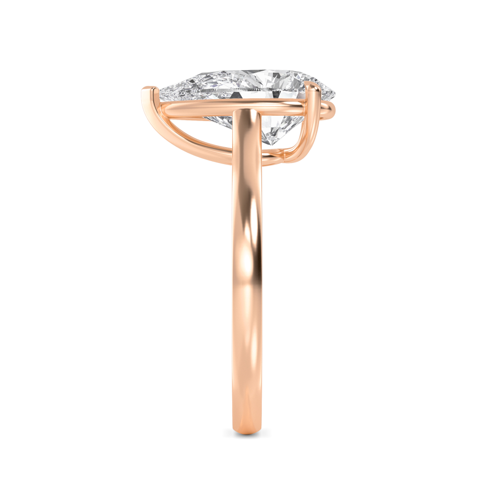Trellis, Three Prong Pear Solitaire in Rose Gold, pear, plain background, alternate view