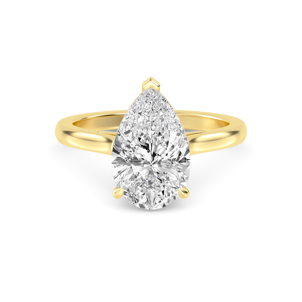 Trellis, Three Prong Pear Solitaire in Yellow Gold, pear, plain background