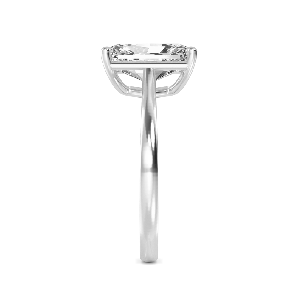 Tulle, Four Prong Radiant Solitaire, Open Cathedral Band in White Gold, radiant, plain background, alternate view