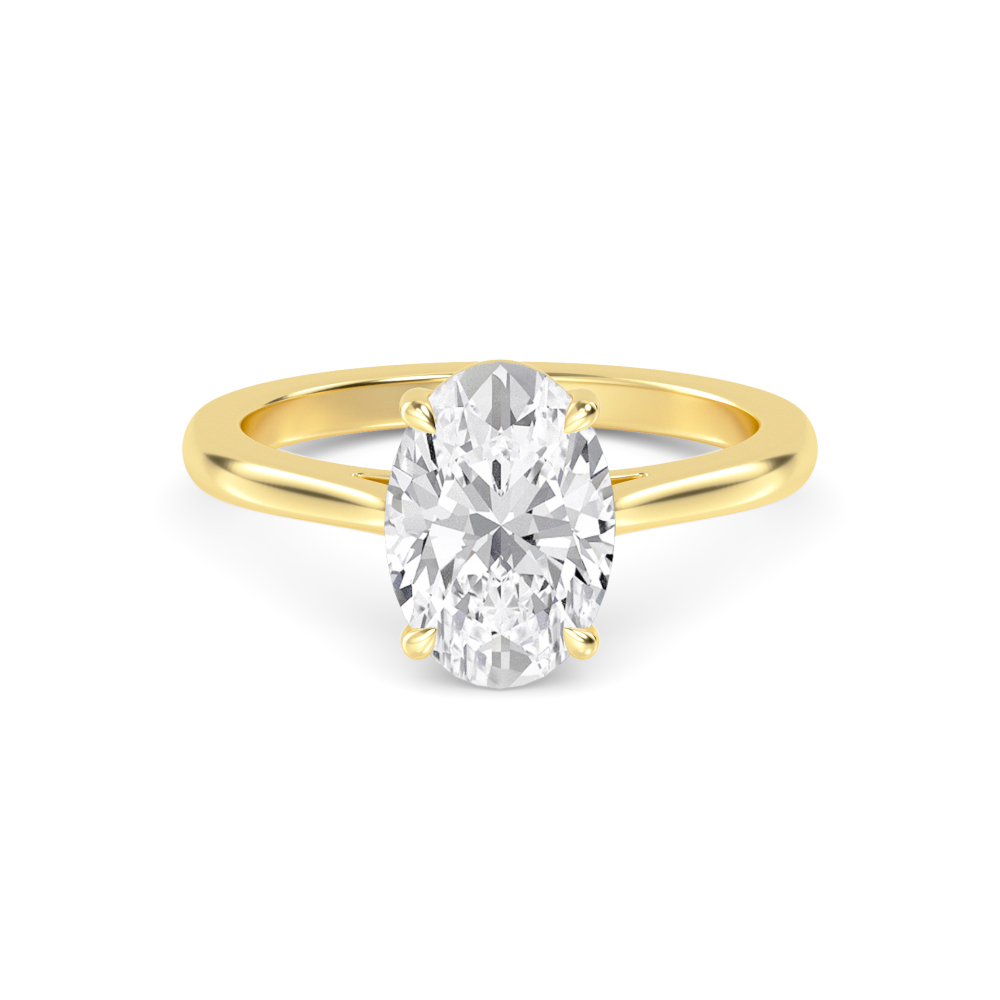 Wold, Four Prong Oval Solitaire in Yellow Gold, oval, plain background