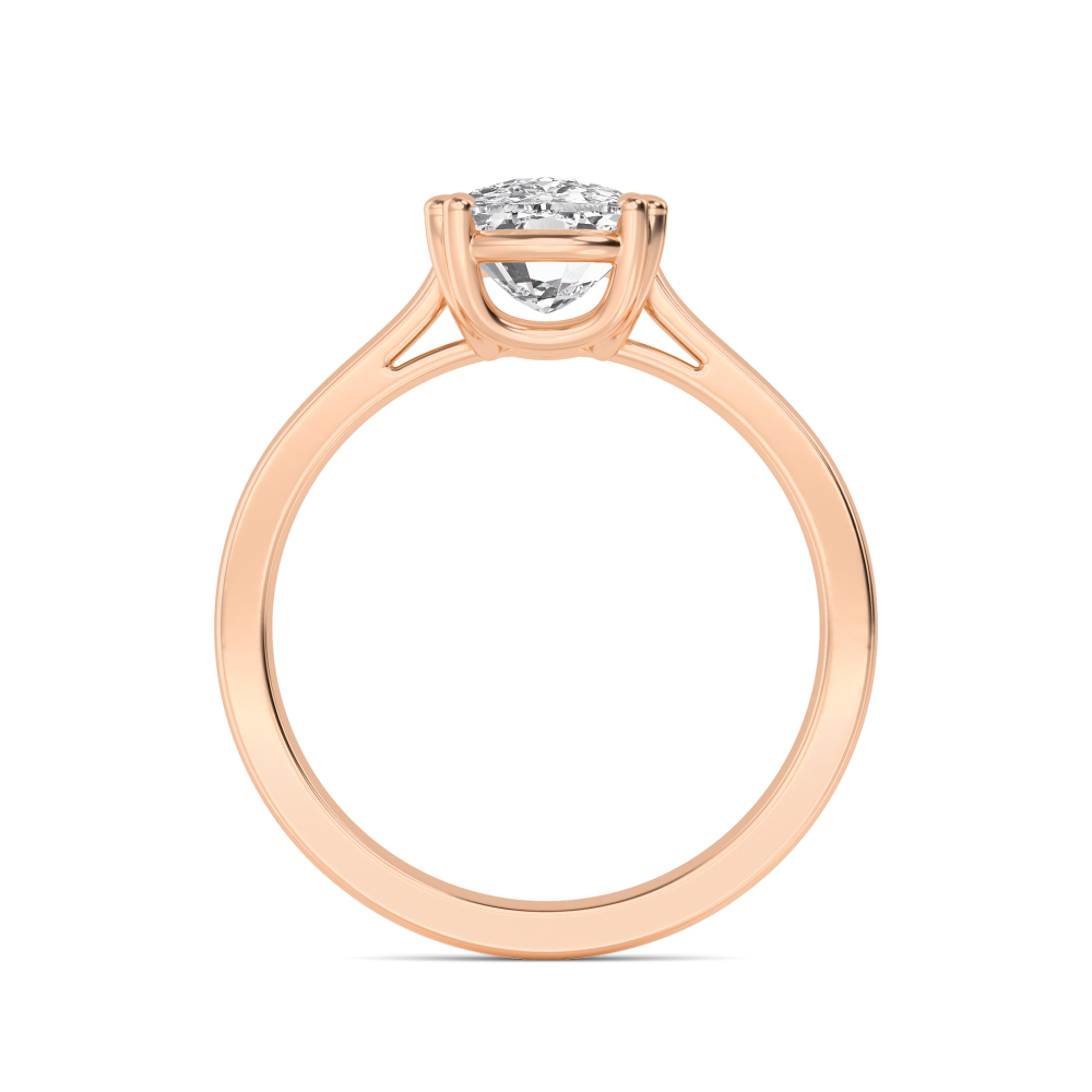 Folio, Double Claw Cushion Solitaire in Rose Gold, cushion, plain background, alternate view
