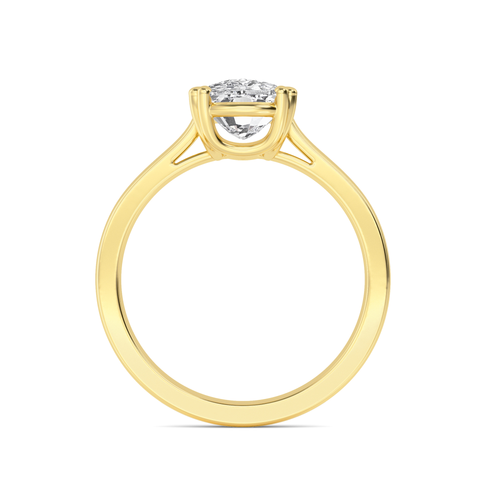 Folio, Four Prong Cushion Solitaire in Yellow Gold, cushion, plain background, alternate view