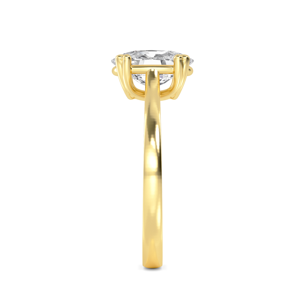 Folio, Four Prong Cushion Solitaire in Yellow Gold, cushion, plain background, alternate view