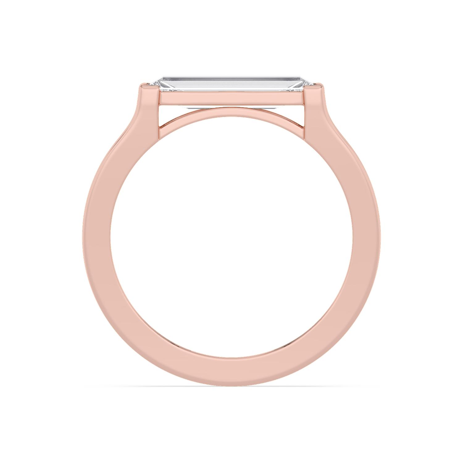 Theodora, East-West Baguette Signet in Rose Gold, baguette, plain background, alternate view