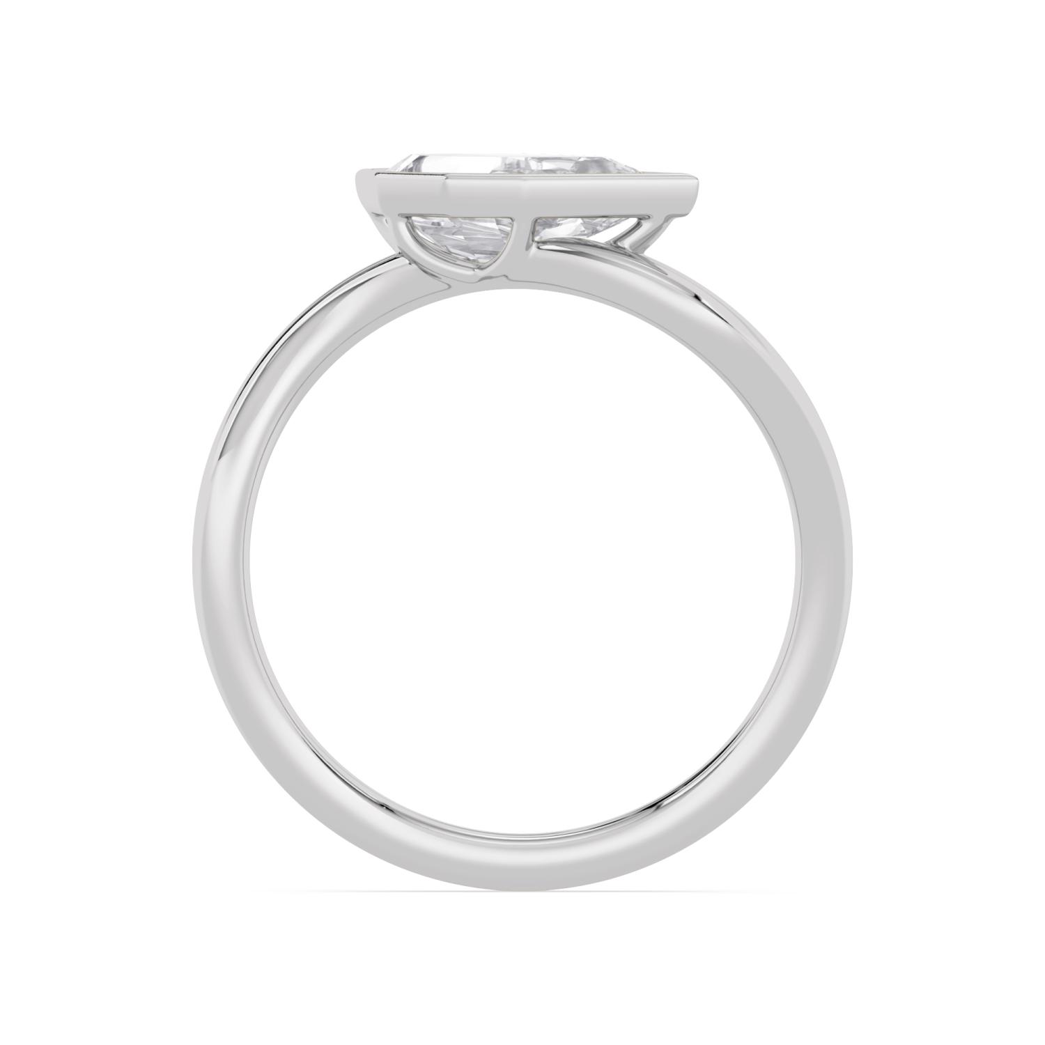 Valentina, East-West Step-Cut Pear Bezel, Bypass Band in White Gold, pear, plain background, alternate view