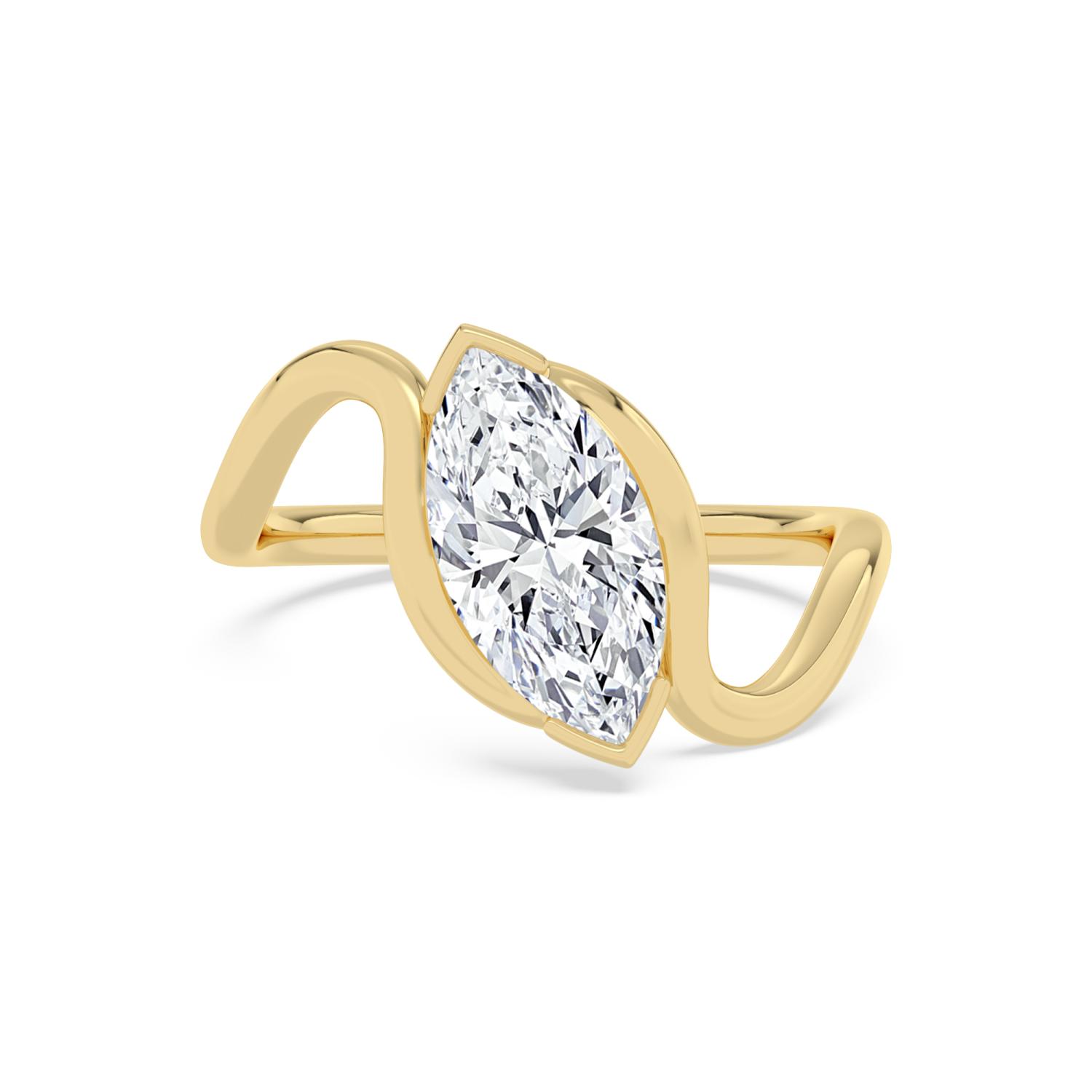 Bianca, Marquise Bezel on the Slant, Bypass Band in Yellow Gold, marquise, plain background
