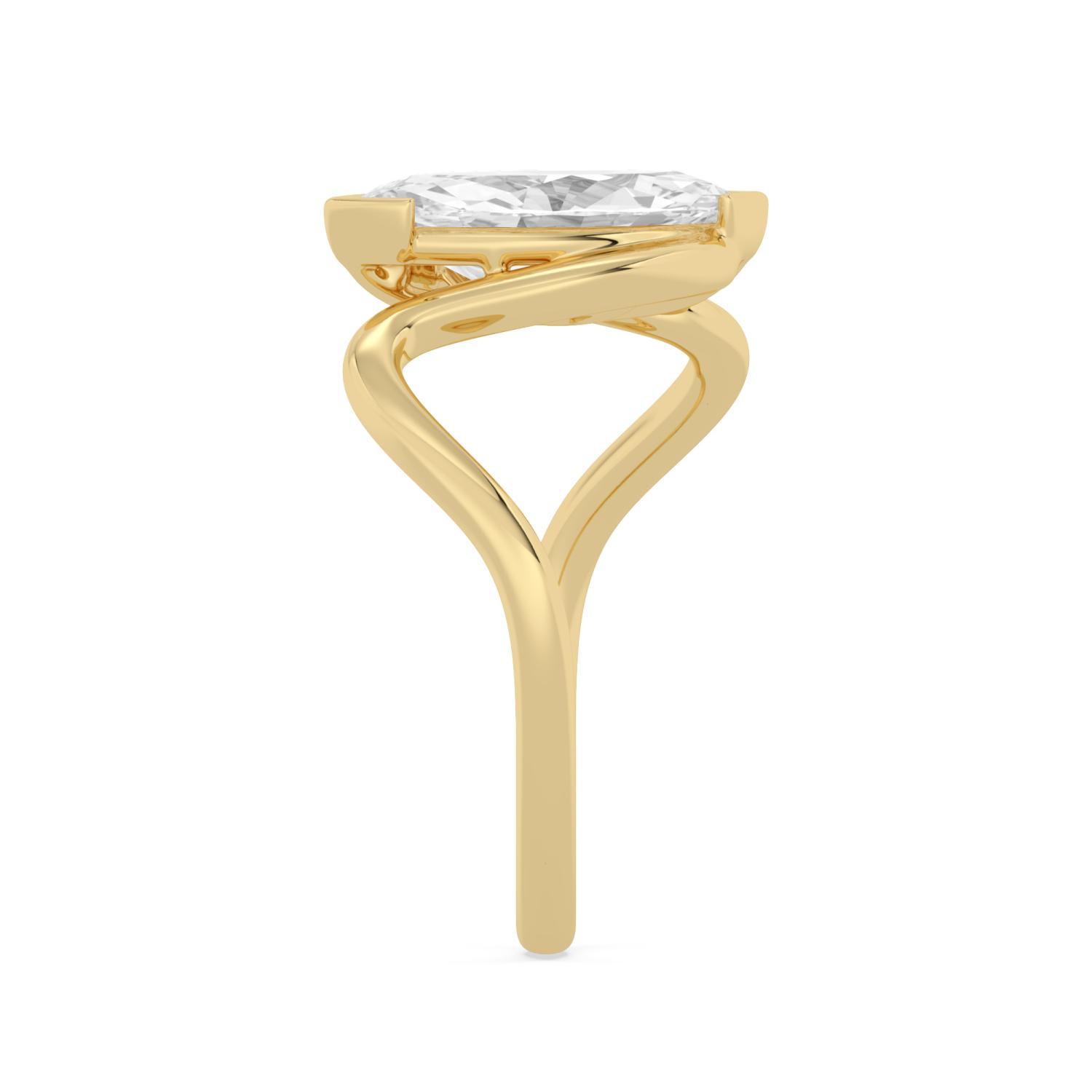 Bianca, Marquise Bezel on the Slant, Bypass Band in Yellow Gold, marquise, plain background, alternate view