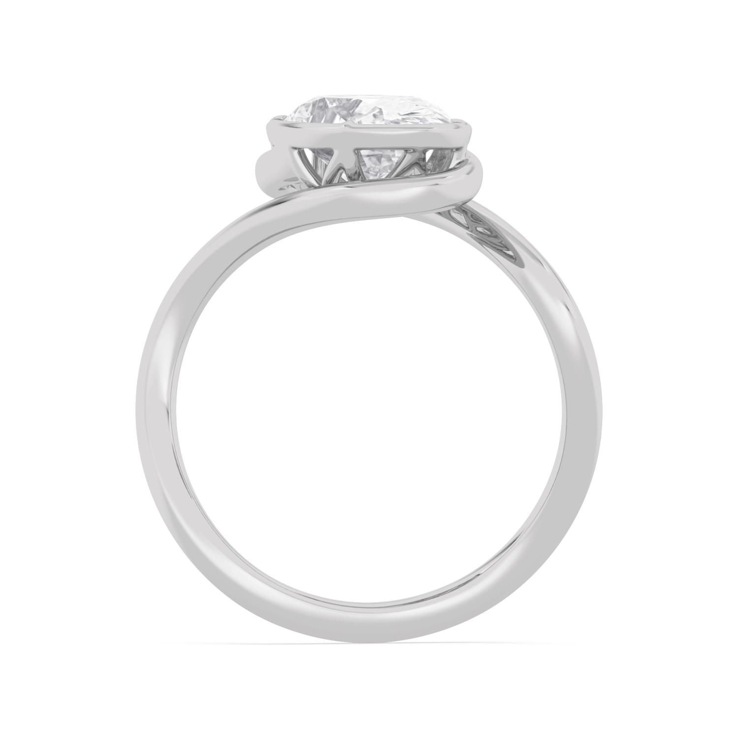 Daphne, Oval Bezel, Bypass Band in White Gold, oval, plain background, alternate view