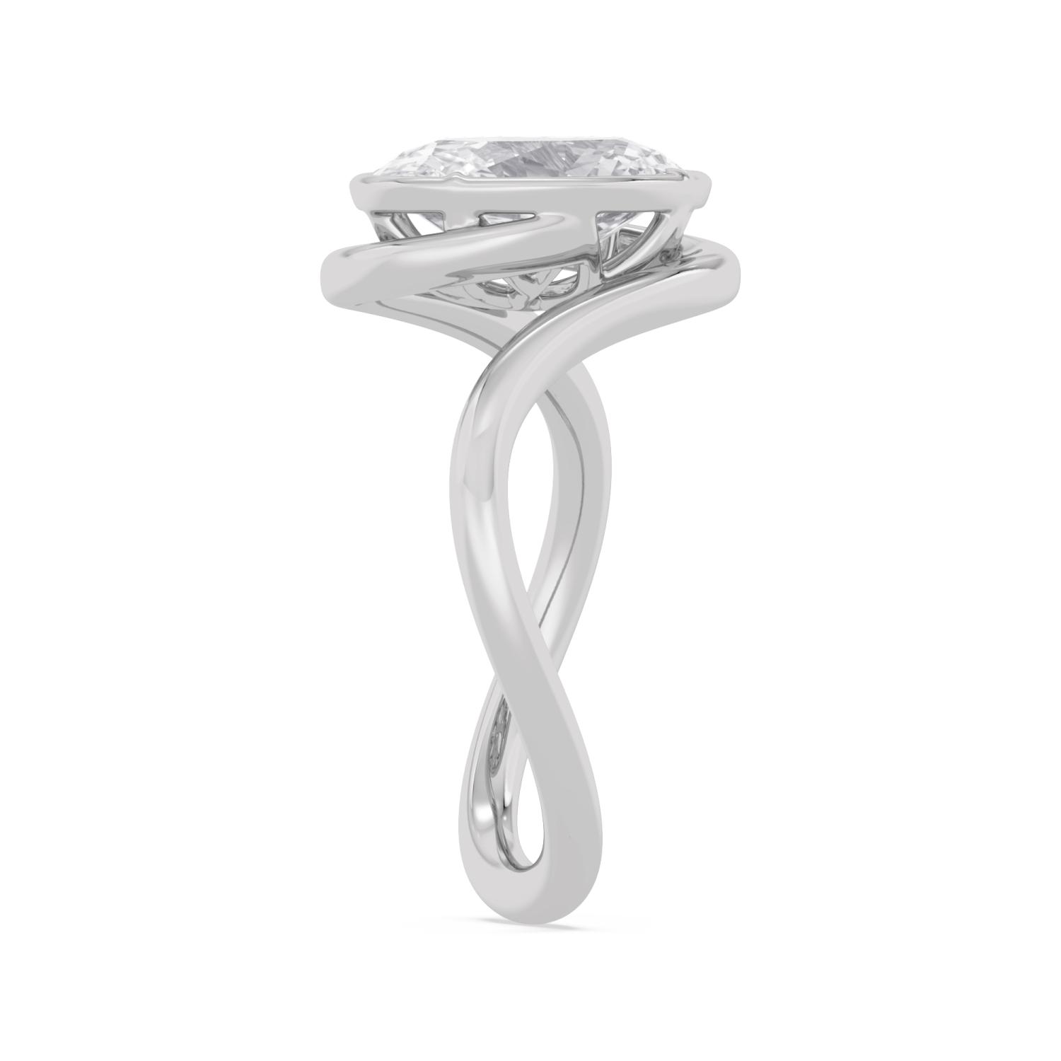 Daphne, Oval Bezel, Bypass Band in White Gold, oval, plain background, alternate view