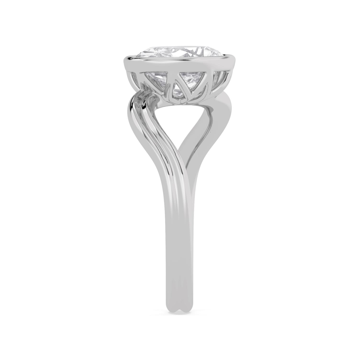 Eloise, Diagonal Oval Bezel, Grooved Bypass Band in White Gold, oval, plain background, alternate view