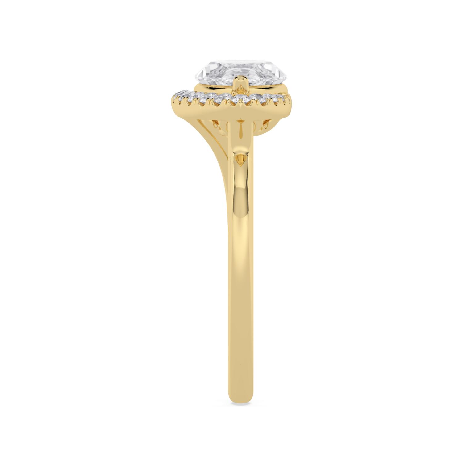 Felicity, East-West Marquise, Swept Pavé Halo in Yellow Gold, marquise, plain background, alternate view