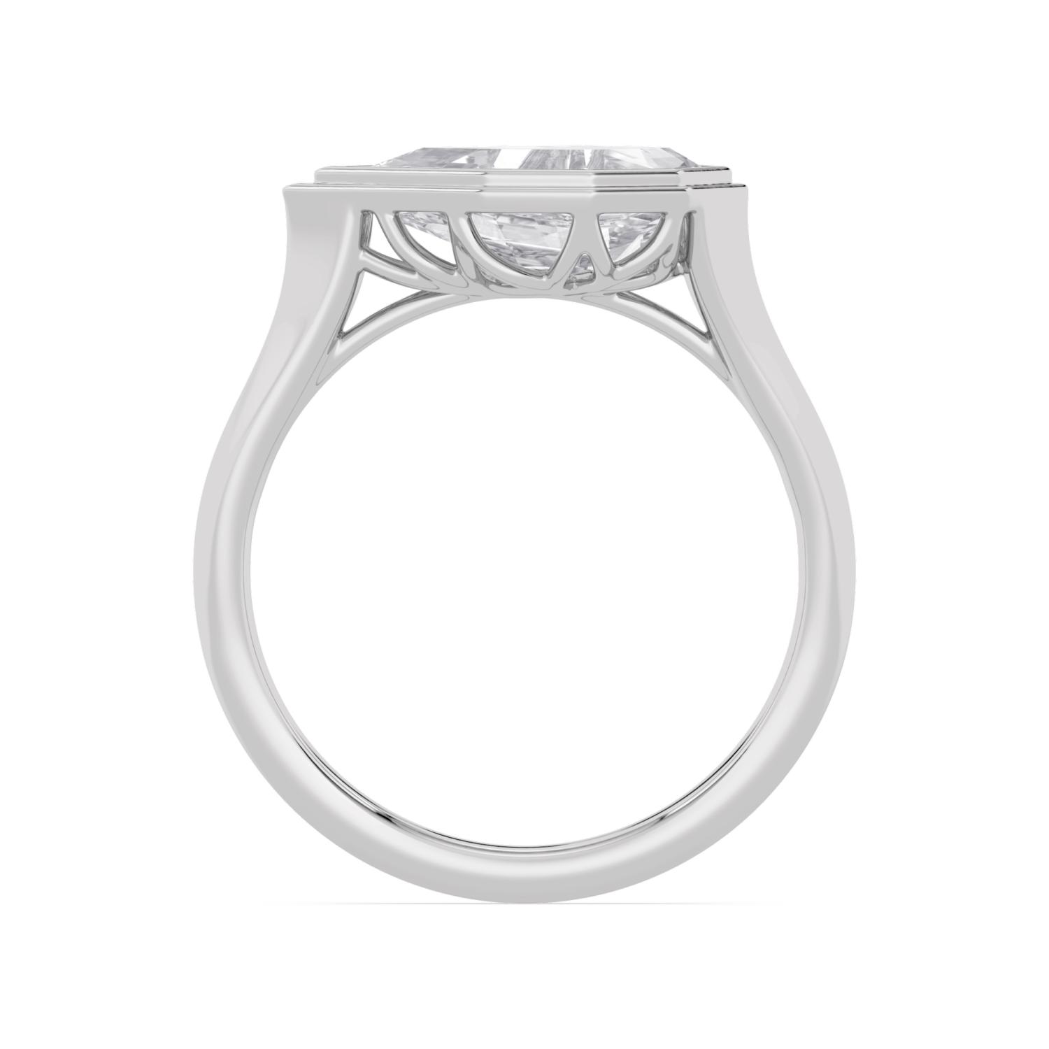 Honora, East-West Step Cut Pear Bezel in White Gold, pear, plain background, alternate view