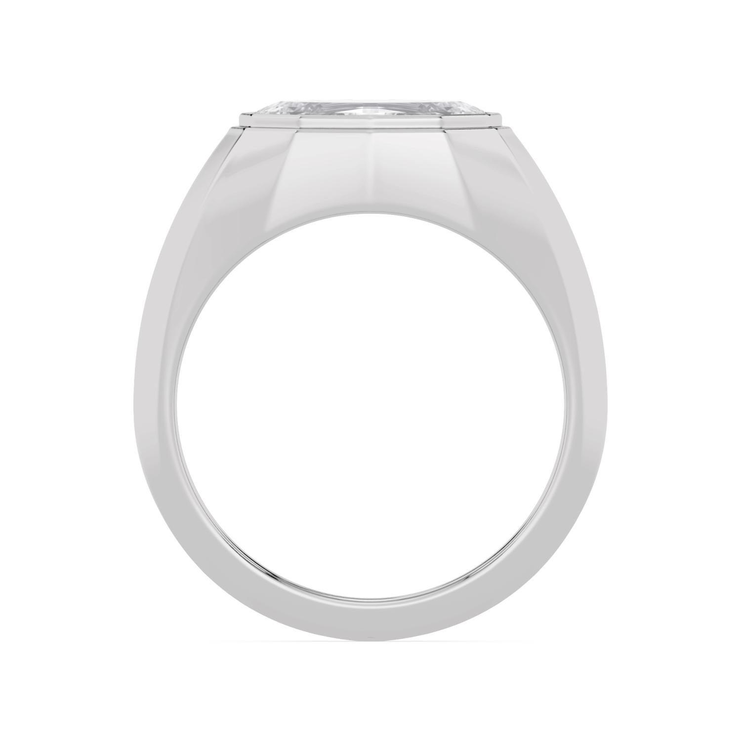 Leonie, East-West Step Cut Oval Bezel Signet in White Gold, oval, plain background, alternate view