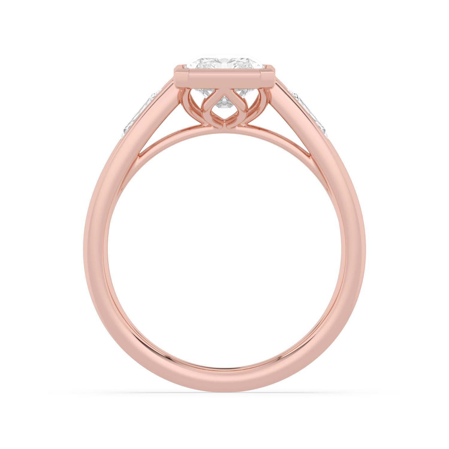Elva, Radiant Bezel, Flush Radiant Sides, Wide Band in Rose Gold, radiant, plain background, alternate view