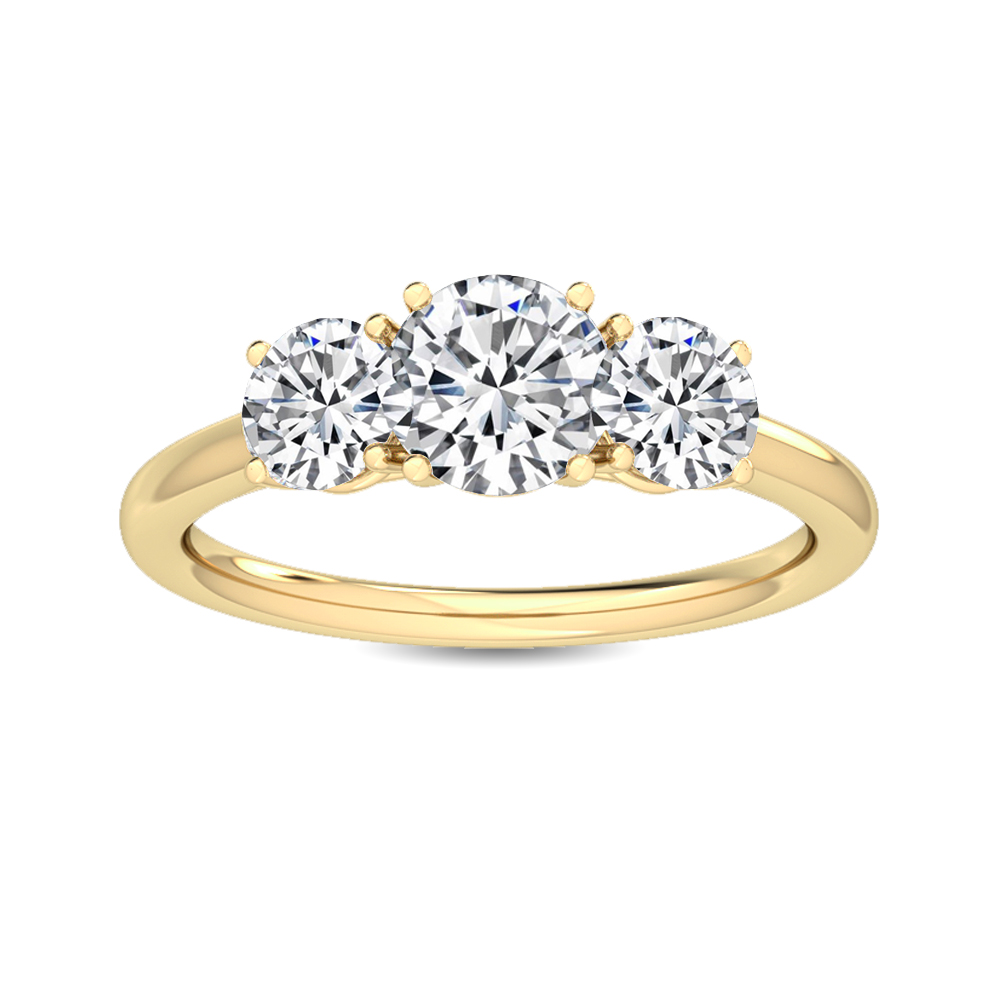 Philippa, Three-Stone Ring, Three Rounds in Yellow Gold, round, plain background