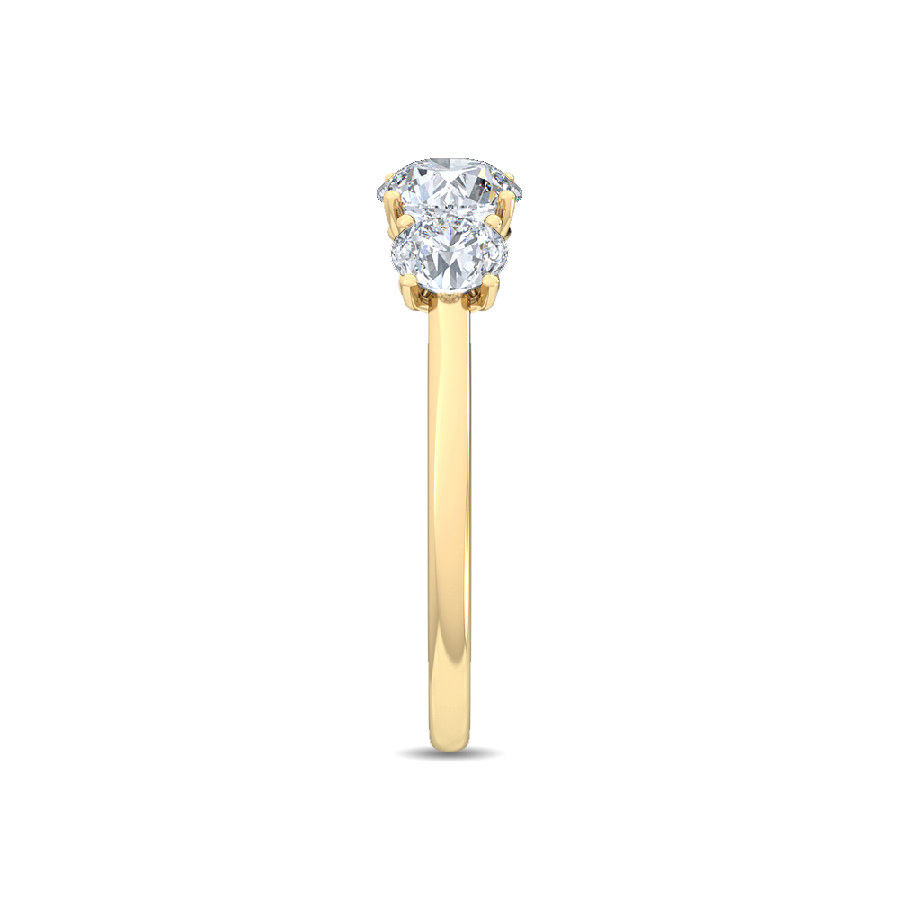 Philippa, Three-Stone Ring, Three Rounds in Yellow Gold, round, plain background, alternate view