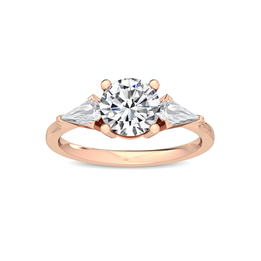 Elodie, Round Solitaire, Kite Sides in Rose Gold, round, plain background