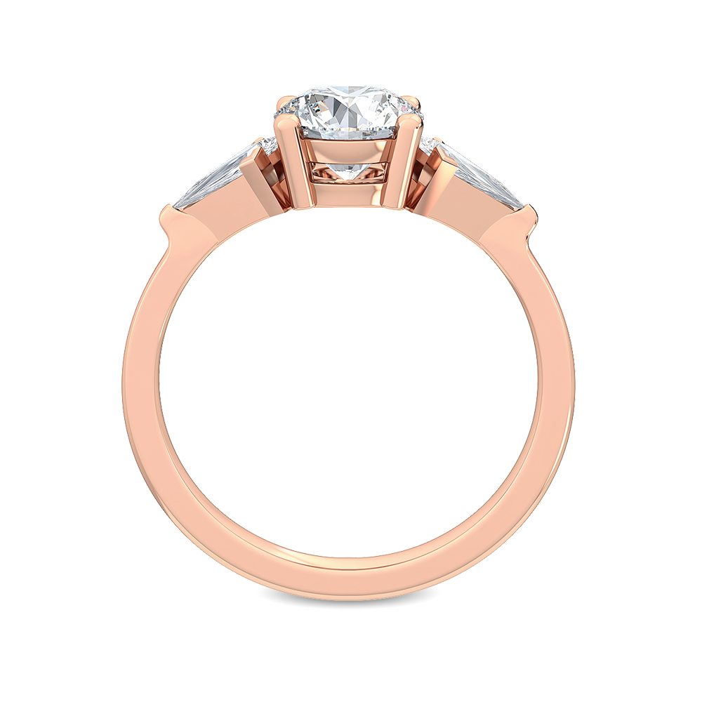 Elodie, Round Solitaire, Kite Sides in Rose Gold, round, plain background, alternate view