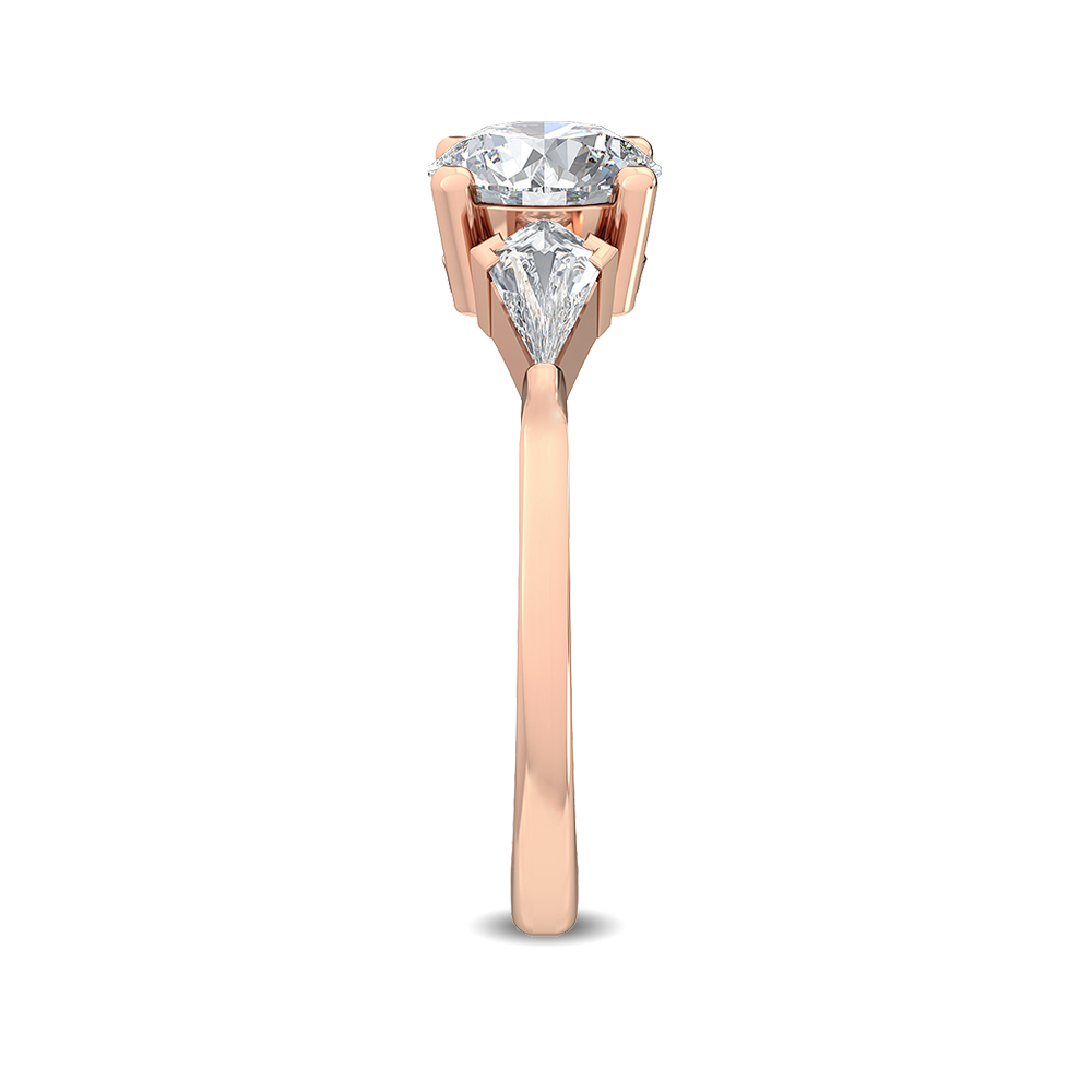 Elodie, Round Solitaire, Kite Sides in Rose Gold, round, plain background, alternate view