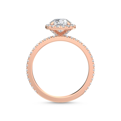 Fleur, Round Halo, Pavé Band in Rose Gold, round, plain background, alternate view