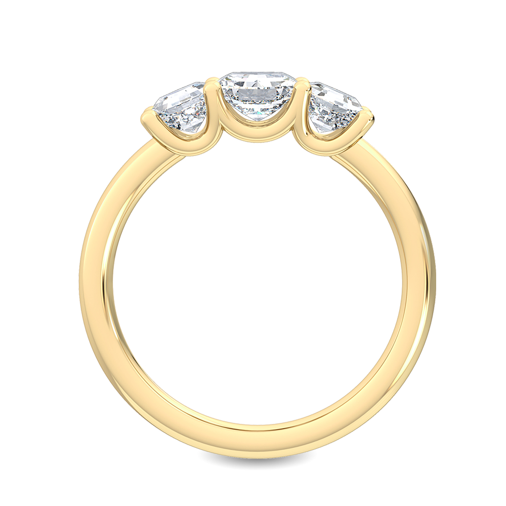 Verity, Three-Stone Ring, Three Hexagons in Yellow Gold, hexagon, plain background, alternate view